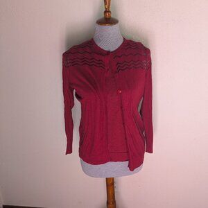 Two Piece Red Cardigan Set